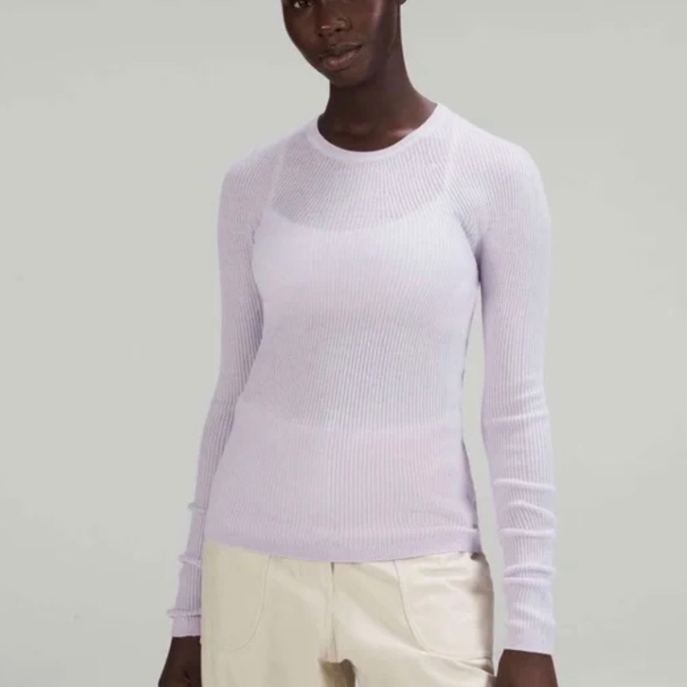 Lululemon Merino Wool Long Sleeve Light Sweater Lavender New - 4